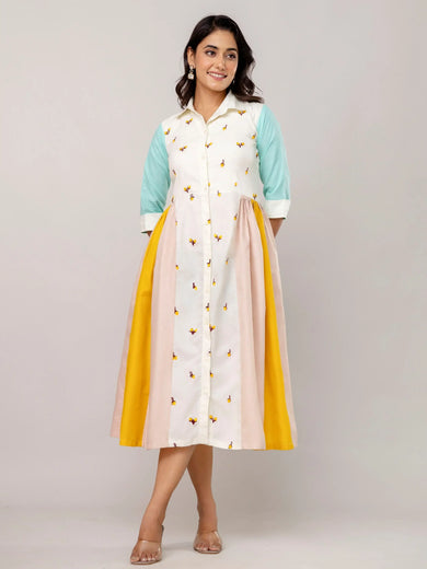 Beautiful White Cotton Embroidered Casual Wear Kurti